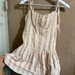 Striped Cream and Tan Women's romper /playsuit